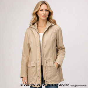 Lands’ Women’s L Beige Lightweight Hooded Old Money Minimalist Jacket